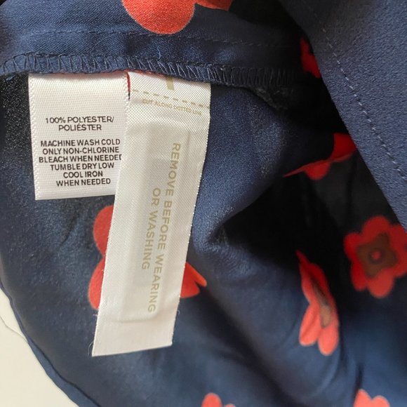 LOFT Red and Blue Abstract Floral Dropped Waist Dress Size Sp - Picture 6 of 11